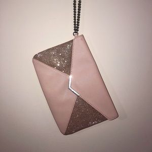 dull pink foldover clutch (express)